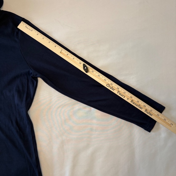 L.L. Bean 100% Supima Cotton Navy Blue  Cowl Neck Long Sleeve Large-Reg - Picture 5 of 6